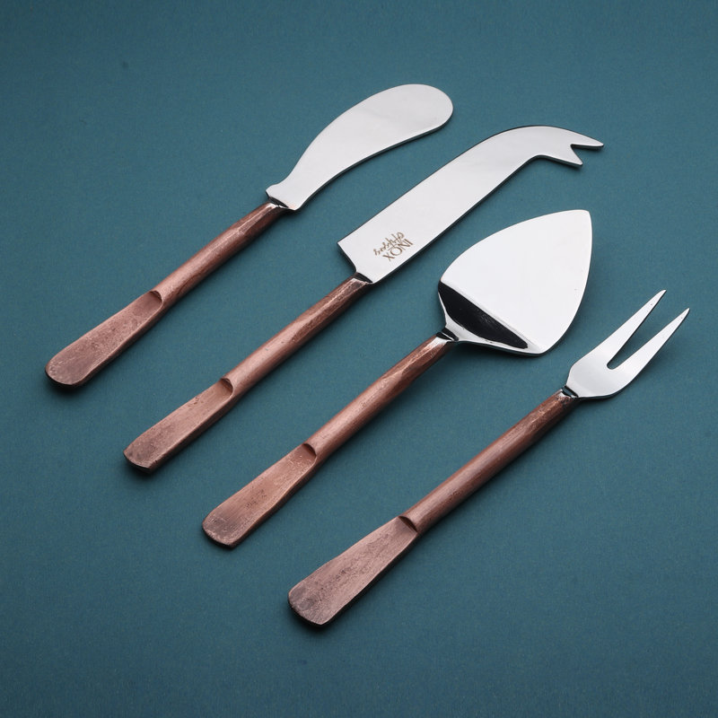 Celia Cheese Knife, Spreader & Fork Set, Copper Antique