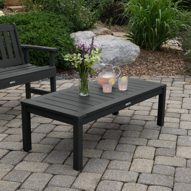 Arbnora Rectangular Outdoor Coffee Table , 48'' in. W 24'' in. D, Black
