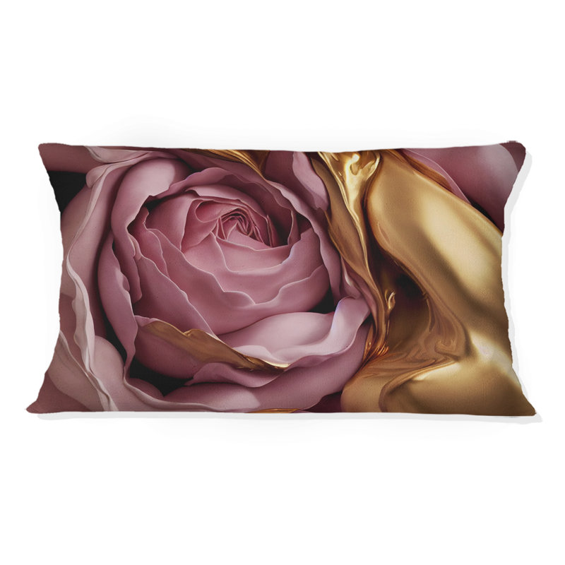 Coussin décoratif exquis rose et doré Glam Roses I - Rose
