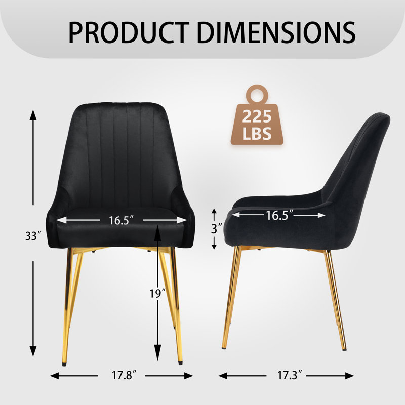 Maulsby Tufted Velvet Dining Chair, Black, 2