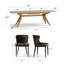 Ensemble de table de salle à manger extensible en placage de bois de 78 à 96 po avec 6 fauteuils à oreilles en chenille-1296197599