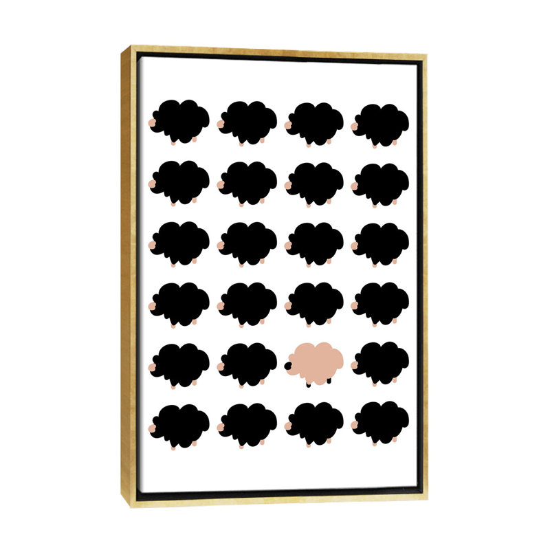 Berger rose-impression d’art graphique, Toile encadrée d'or, Pas de tapis, H 26 po x l 18 po x 1,5 po