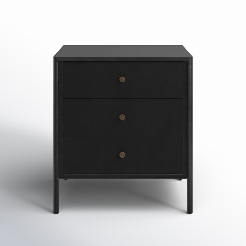 Sleek Modern Black Iron 3-Drawer Chest with Cylindrical Legs