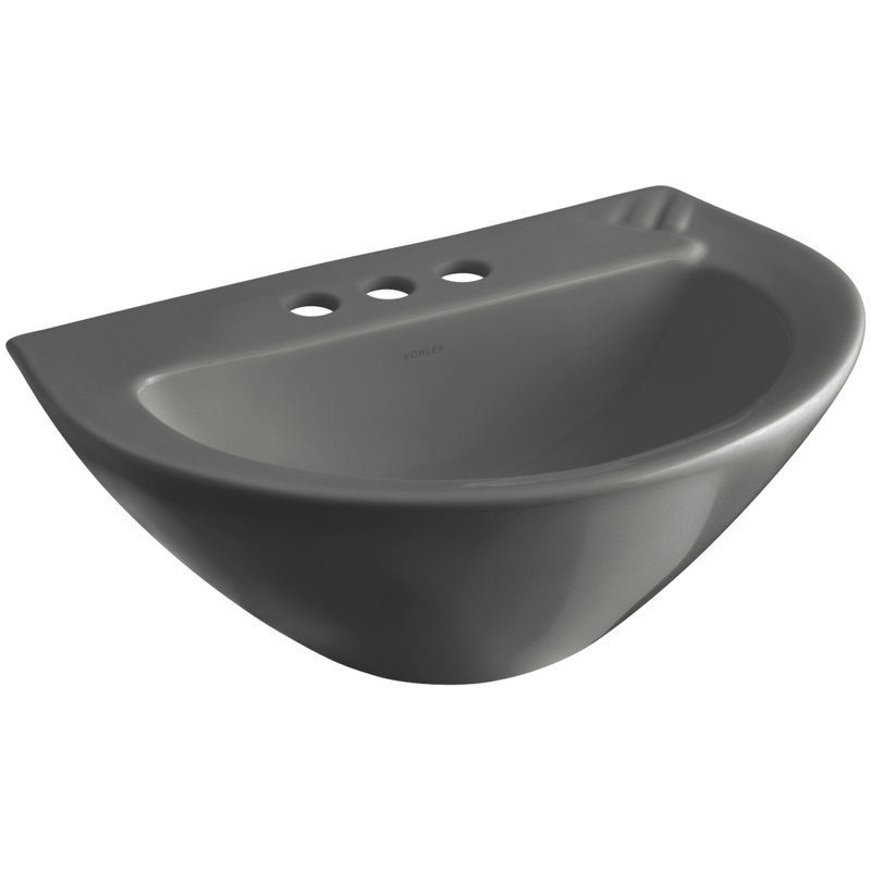 Parigi® Vitreous China 19.75" Pedestal Bathroom Sink, Thunder Gray, 4" Centers