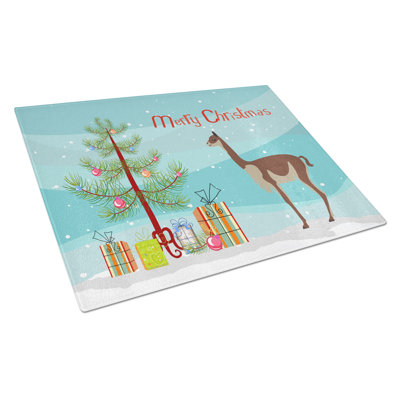 Planche à découper de noël vicugna ou vicuna de noël en verre trempé caroline