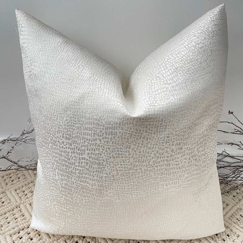 Abstract Silver Square Cushion Cover, Ivory