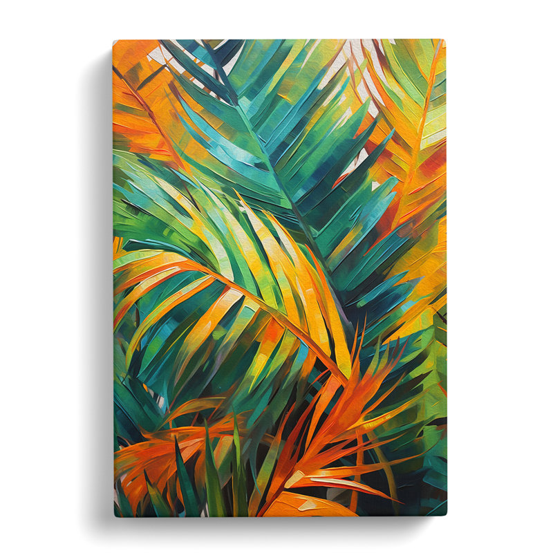 Palm Leaf Action - Wrapped Canvas Print, 76cm H x 50cm W x 3cm D