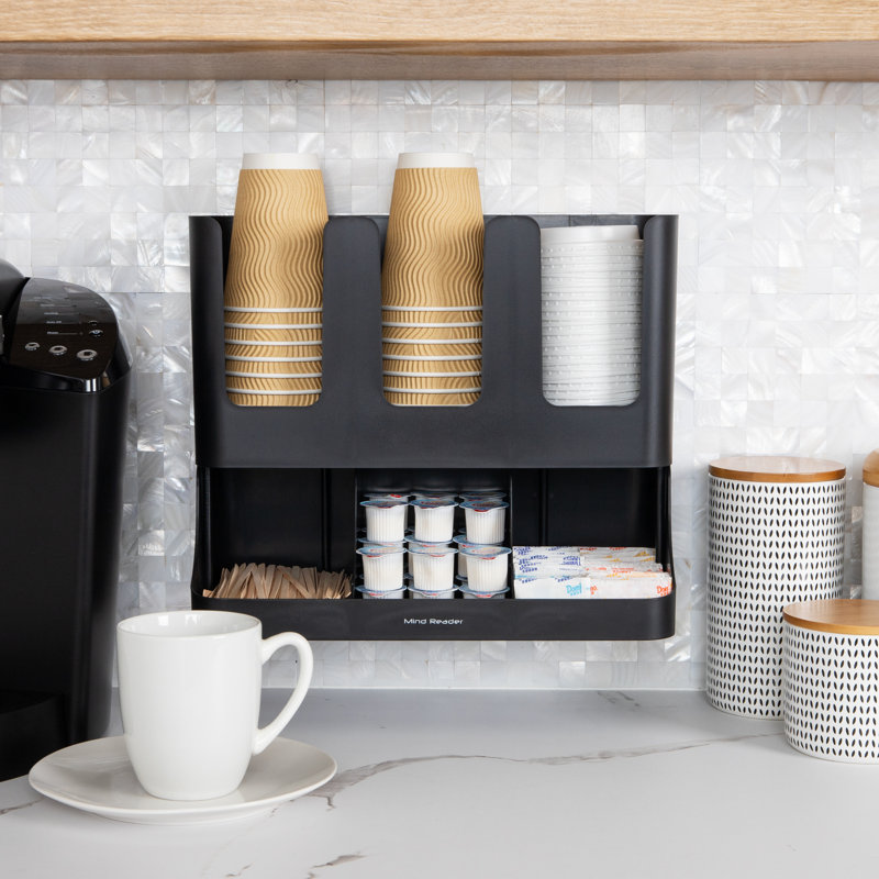 Black 6-Compartment Coffee and Condiment Storage Organizer