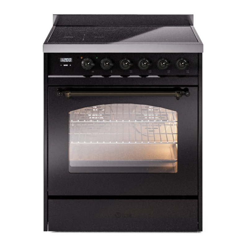 ILVE Nostalgie II 30 in Induction Range, Glossy Black/Bronze