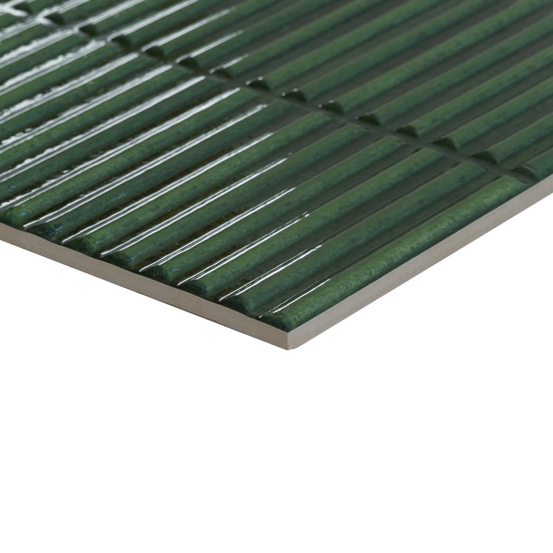 Helix Strata 12" x 24" 3D Kit Kat Fluted Porcelain Wall Tile, Green