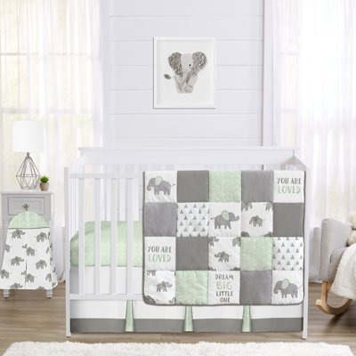 Ensemble de literie pour lit de bébé 4 pièces Elephant