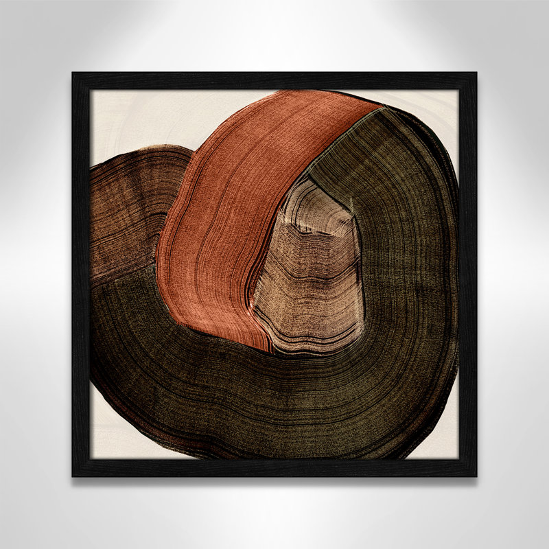 «Folded Earth II» par , Grain de bois noir, L 17 po x H 17 po, Impression encadrée