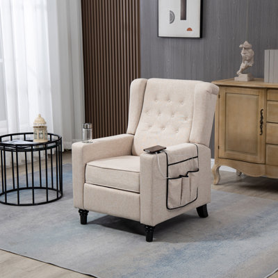 Fauteuil inclinable avec accoudoirs, fauteuil inclinable capitonné moderne à oreilles, fauteuil de salon manuel avec canapé inclinable manuel pour la chambre à coucher