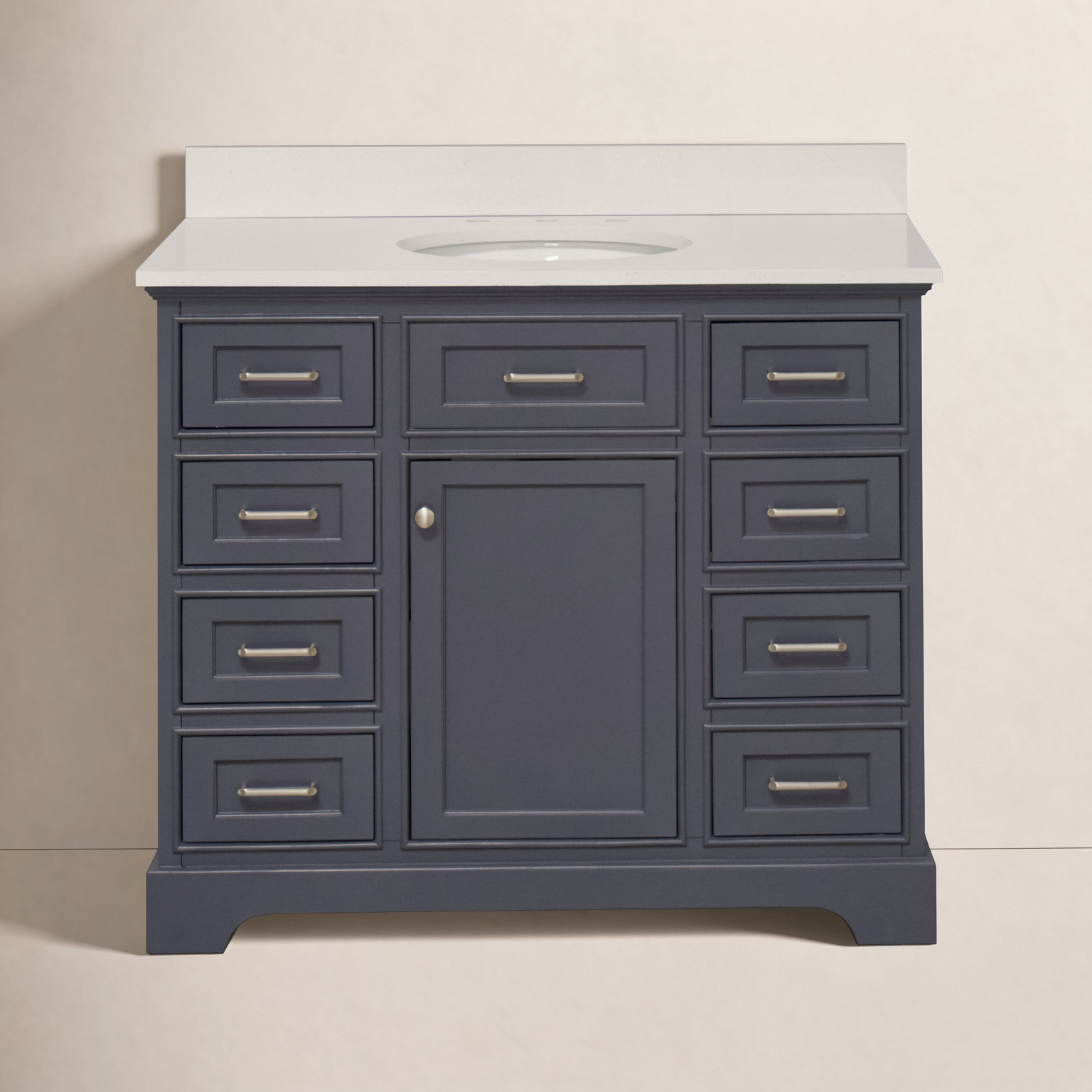 Meriline 42'' Single Bathroom Vanity, Charcoal Gray, Quartz