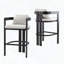 Tabouret de comptoir en aluminium avec coussin gris, ensemble de 2