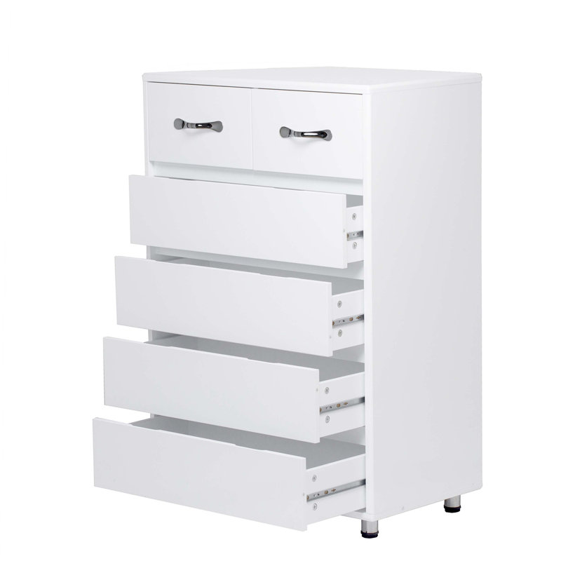 Six drawer side table-Multi Storage Function: White color cabinet with 6 drawers Simple design, White