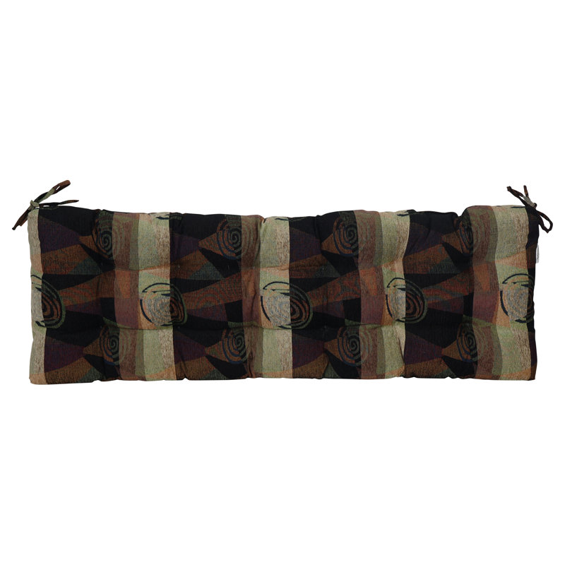 Coussin de banc capitonné en jacquard chenille, Brun; noir; abstrait multicolore, L 60 po x P 19 po