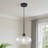 Aveline 1-Light Hammered Glass Flattened Globe Pendant Light-2112679051