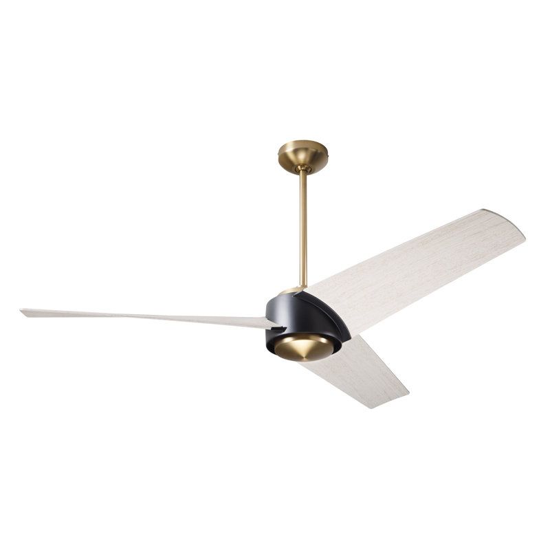 Ambit Downrod Ceiling Fan, Satin Brass/Matte Black, Whitewash, Wall/Remote Combo Controls