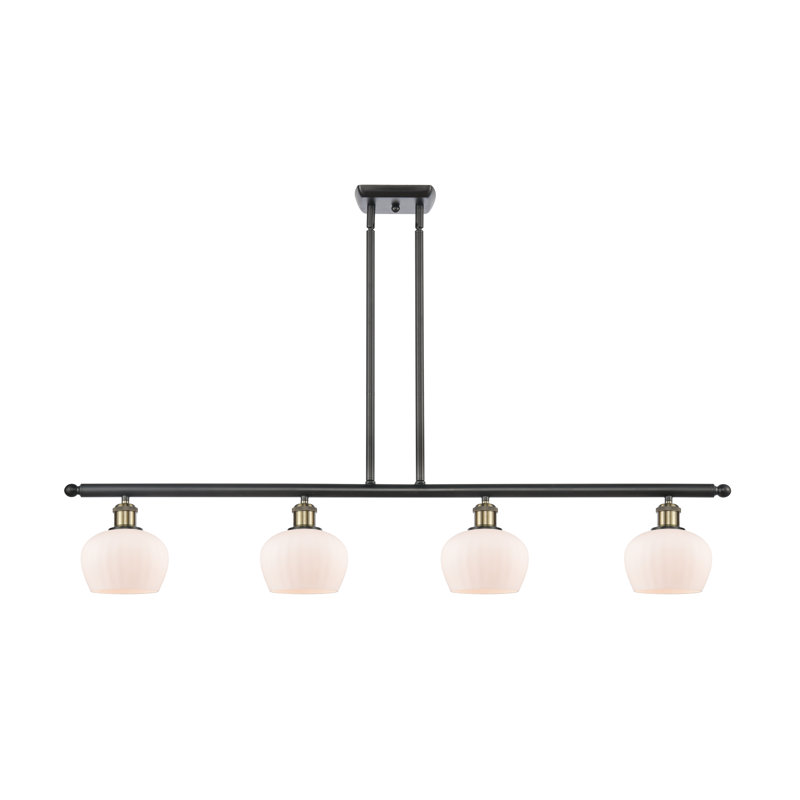 Lyman 4 - Light Kitchen Island Pendant, No Bulb Included, Black Antique Brass, Matte White