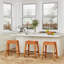 Tabouret de comptoir 24 po, finition naturelle, siège en cuir-1658469850-1658469849