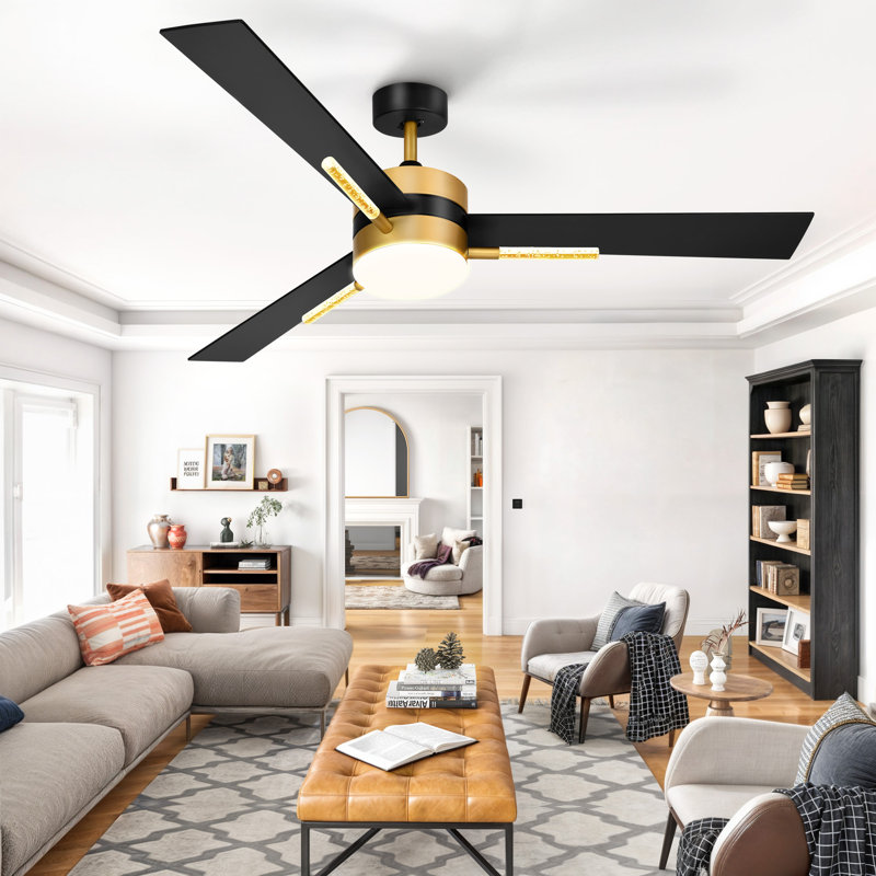 Ventilateur de plafond 3 pales Mercer41, Noir / or avec pales noires / noyer