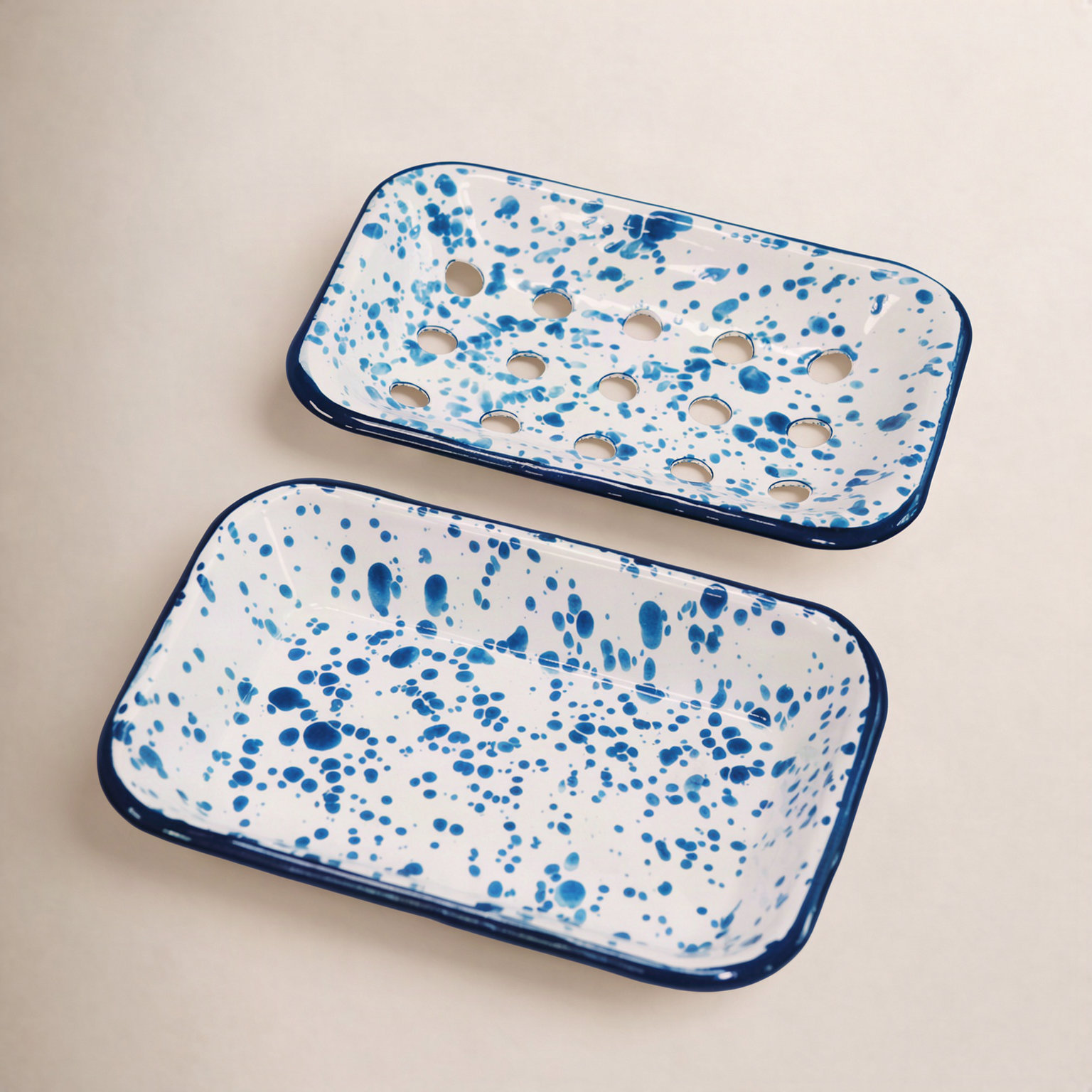 Enamel Soap Dish, Blue Marble