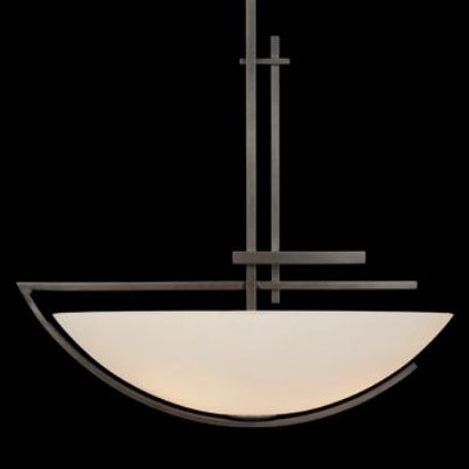 Ondrian 3 - Light Unique/Statement Bowl Pendant, Dark Smoke, Opal