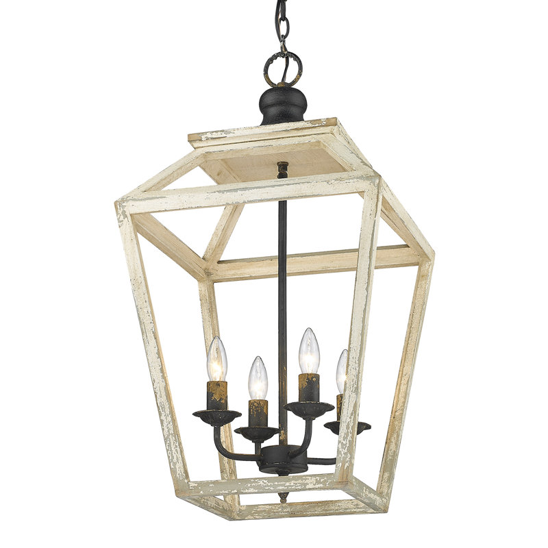 Keynsham 4 - Light Dimmable Geometric Chandelier, Antique Black Iron