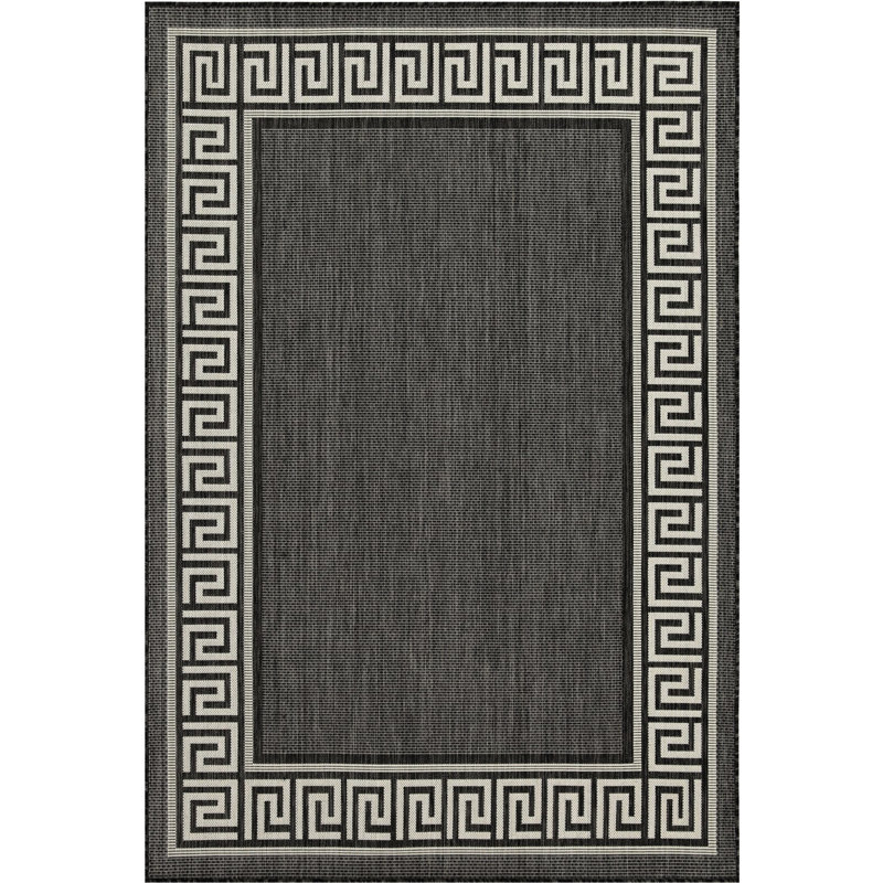 Gchar2002 Anthracite 2.7' X 7.3' Area Rug - Sunshine Indoor And Outdoor Enticing Border Design Stain , Made With Polypropylene & Pet Affable 2 Ft. 7 In. 3 Captivating Feature For Various Spaces