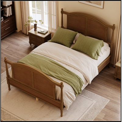 Wooden Platform Full Cate Frame with Arched Headboard and Footboard