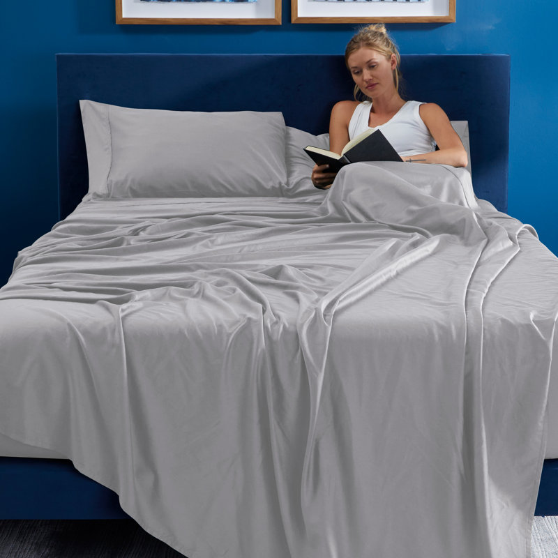 Bedgear Hyper-Cotton Sheet Set - Quick Dry - Breathable - Silky Smooth Sheets, Light Gray