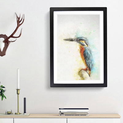 Perched Kingfisher in Abstract - Picture Frame Painting Print