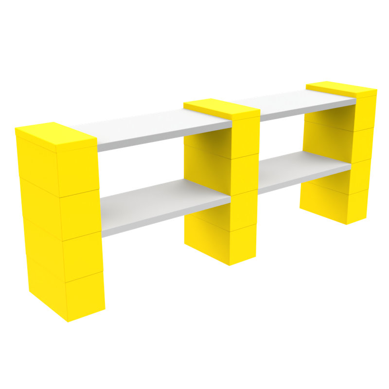 Étagère à 2 niveaux de l 72 po, Jaune