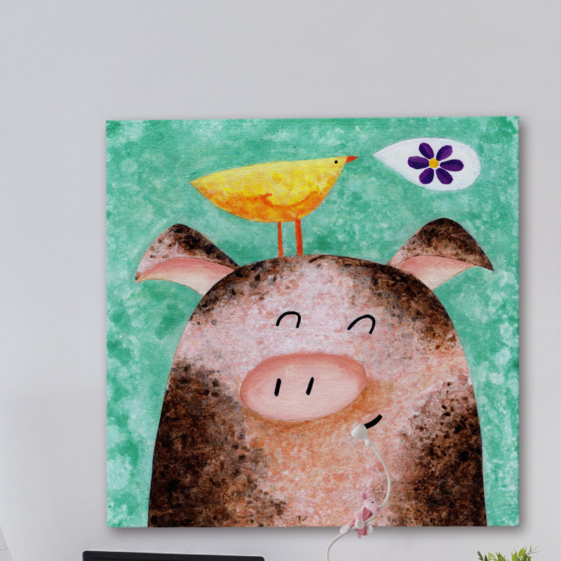 «Pigs Posy Peep» par Janet Nelson, reproduction sur toile tendue, H 24 po x l 24 po x P 1,5 po