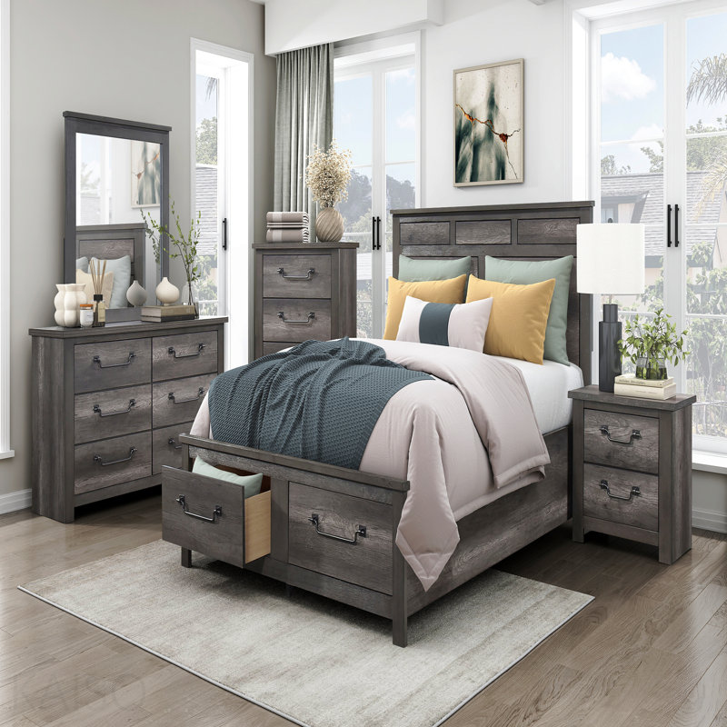 Commode de rangement grise 6 tiroirs 1 pièce