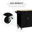 Chariot de cuisine avec rangement - noir. Comptoir en bois, tiroirs, armoires et porte-serviettes. Augmentez l'espace de travail. Organisez la cuisine. Mobile. Style moderne. L 48,34 po x P 18 po x H 35,01 po. Capacité de 110 lb. Assemblage