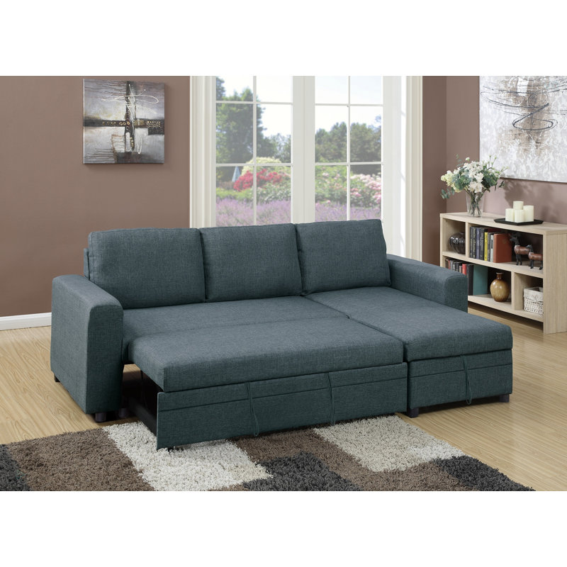 Canapé-lit modulaire convertible avec canapé-lit et canapé-lit modulaire réversible, Polyfibre bleu gris