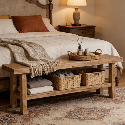 Solid Wood Storage Bench