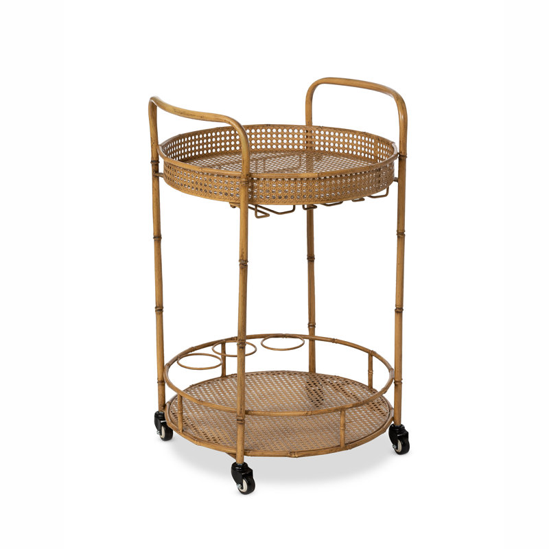 Roanoke 30" Bamboo-Style Metal Bar Cart with Storage