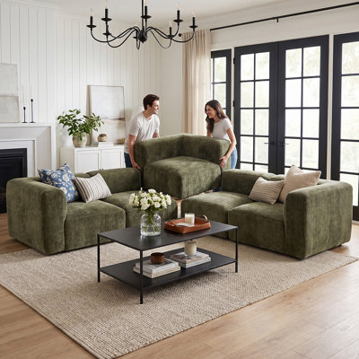 Confesor Chenille Modern L-Shaped Sectional Sofa