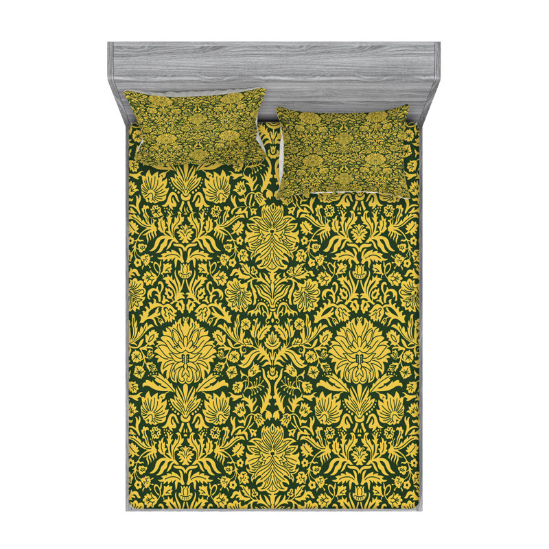 Microfiber Paisley Sheet Set, Full/Double Sheet Set with Fitted Sheet, Floral
