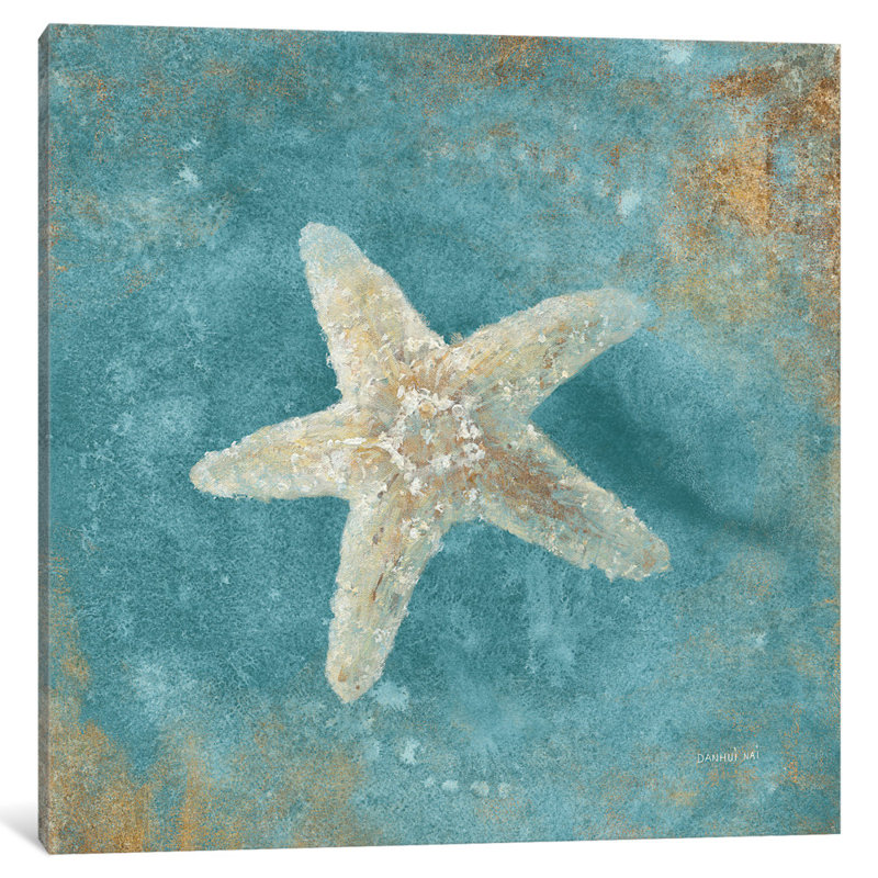 Reproduction d’art sur toile tendue, "trésors de la sea iv" aquamarine), H 12 po x l 12 po x P 0,75 po