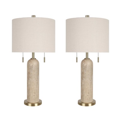 Travertine Elegance Table Lamp - Soft Gold