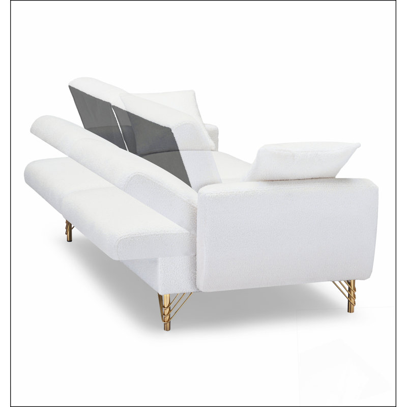 Canapé-lit en velours de 74,41 pouces avec dossier à réglage séparé et fonction de rangement