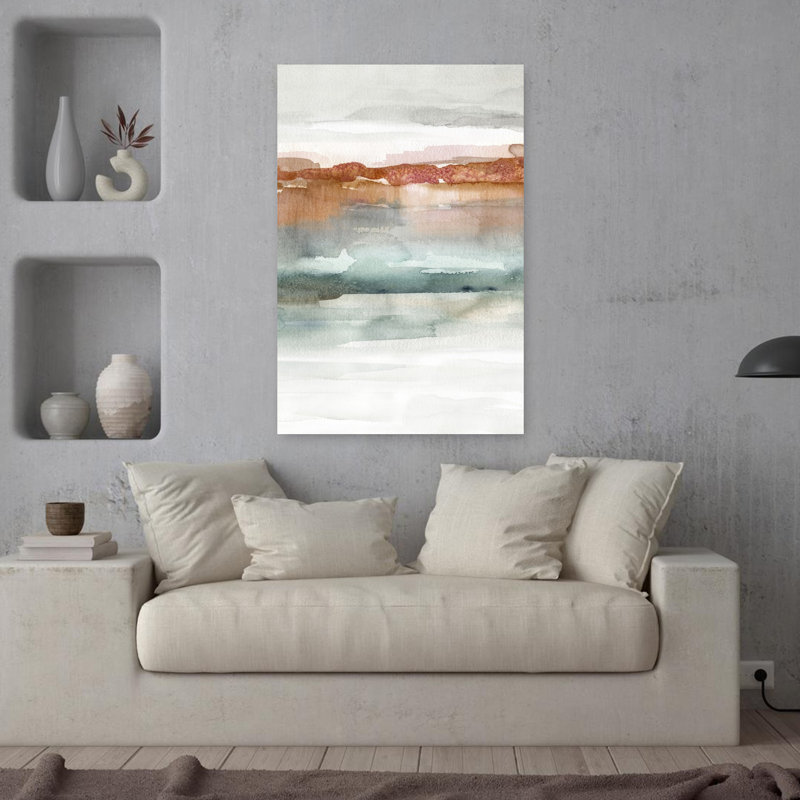 «Cinnabar Sundown Contemporary Beach», art mural, H 36 po x l 24 po
