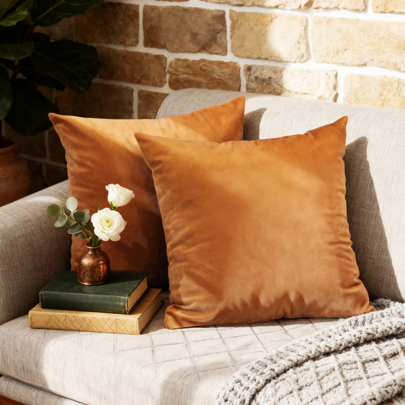 Soft Velvet Decorative Throw Pillow Covers For Couch Sofa, Square 20", Burgundy