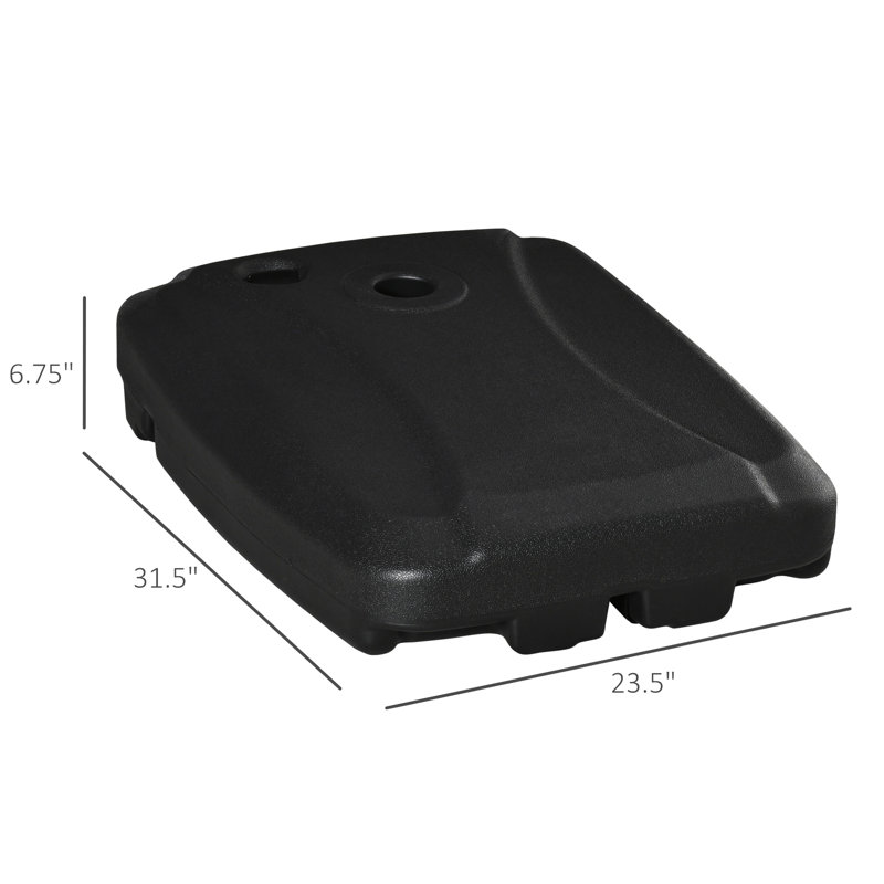 Base de parasol en porte-à-faux, 165 lb Capacité, support décalé portable avec roues, stable, remplissable d'eau / sable, noir, pour l'extérieur, escalade