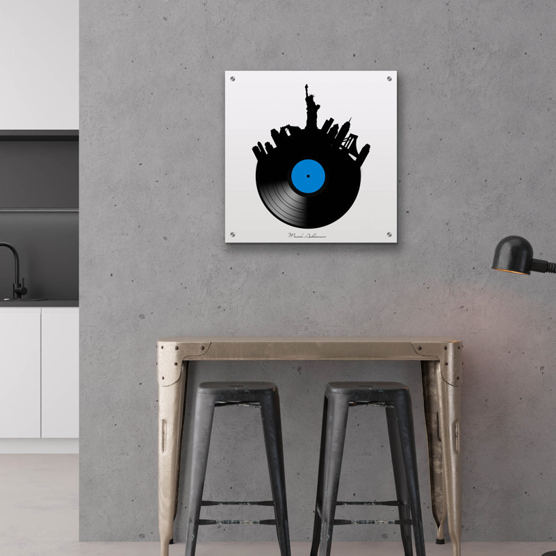 «Nyc Record» par Mark Ashkenazi, art mural en verre acrylique, H 24 po x l 24 po x P 0,2 po