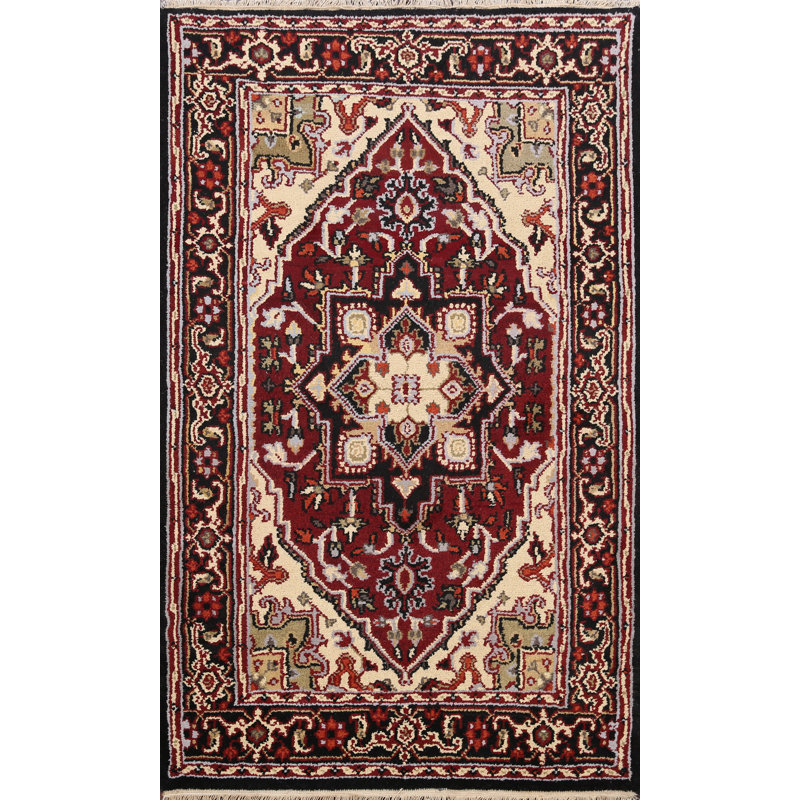 Tapis à motif oriental géométrique traditionnel 4 x 6